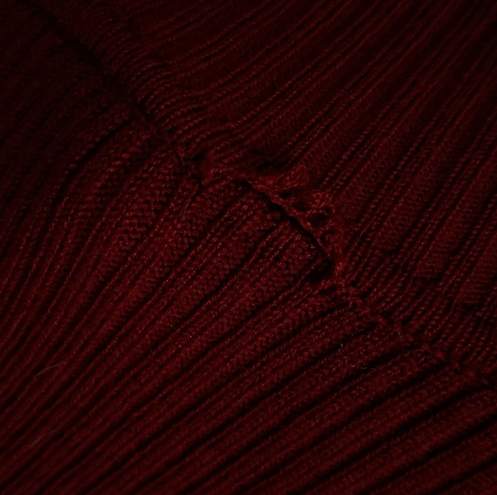 Deep Red Shallow V Neck Sweater - Picture 3 of 5